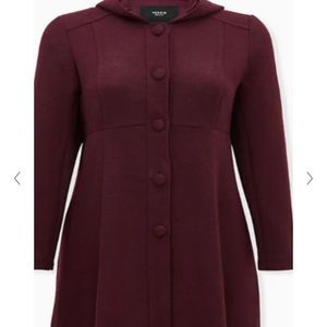 TORRID WOOLEN HOODED FIT & FLARE COAT